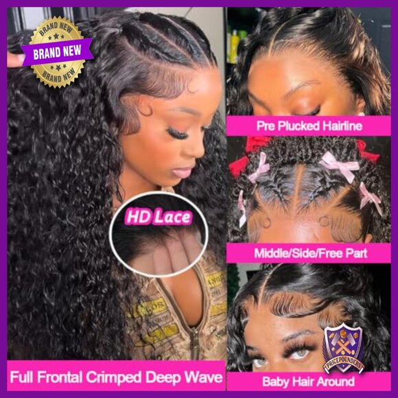 13x6 HD Lace Front Wig Human Hair Deep Wave 200 Density Glueless Pre Plucked